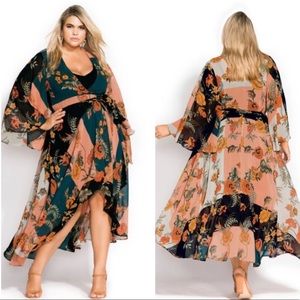City Chic | Kado Floral Kimono Wrap Maxi Dress